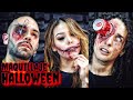 MAQUILLAJE HALLOWEEN - TIJERAS CLAVADAS - LATA EN EL OJO - SONRISA - LOS RULÉS