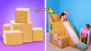DIY Slide For Kids 📦🎢 And Other Cool Cardboard Hacks For Creative Parents