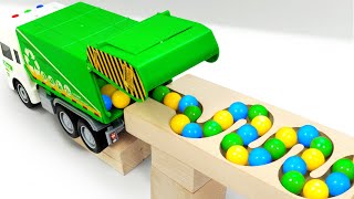 Marble Run Race ☆ HABA Slope & Retro Makita Truck, Garbage Truck Long Version #22