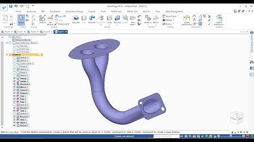 SolidEdge Pipe with Blue Surface Sweep