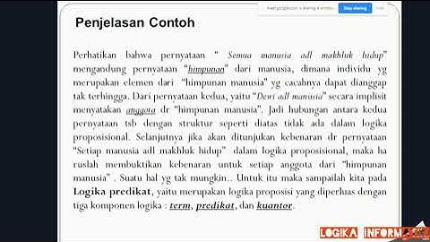 Logika Informatika - Pengantar dan Komponen Logika Predikat
