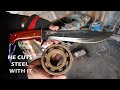 MAKING A RAMBO KNIFE STYLE FROM RUSTY BEARING AND TEST IT BY CUTTING STEEL