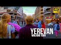 Walking tour in Yerevan Streets; Cascade complex to Republic Square. 4K 60fps