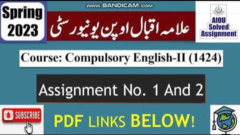 ⏩ AIOU Code 1424 Solved Assignment No.1 & 2 Spring 2023 || Subject: English – II || Level: BA/B.Com