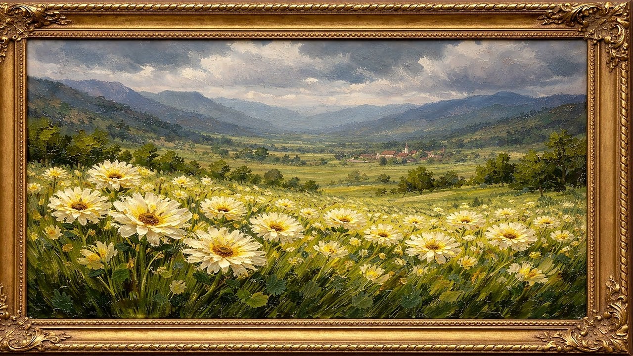 4K Scenic Flower Valley Painting 🌸 Relaxing Landscape Art for TV | Nature Screensaver | TV Art