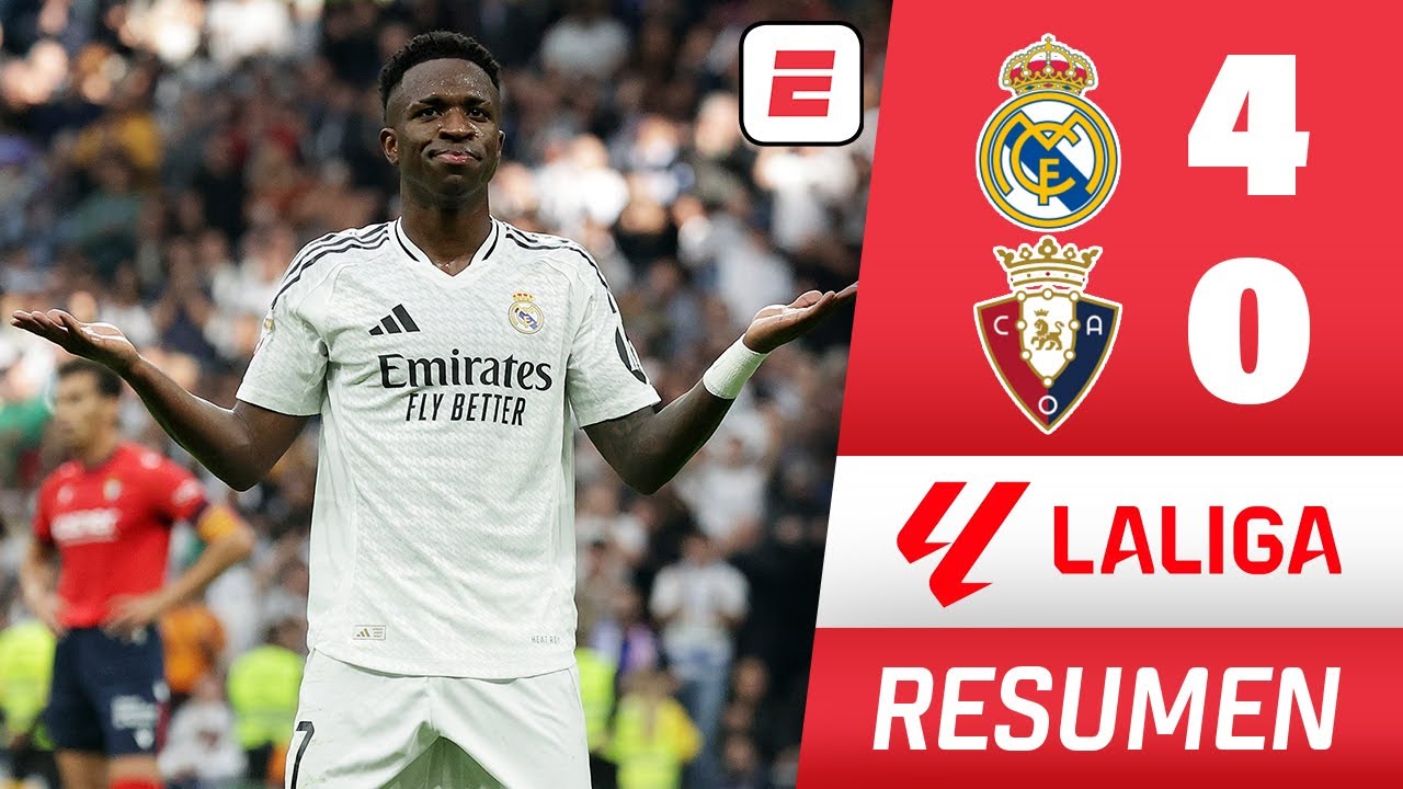 REAL MADRID GOLEÓ 4-0 al OSASUNA con HAT TRICK DE VINICIUS. GOLAZO de ...