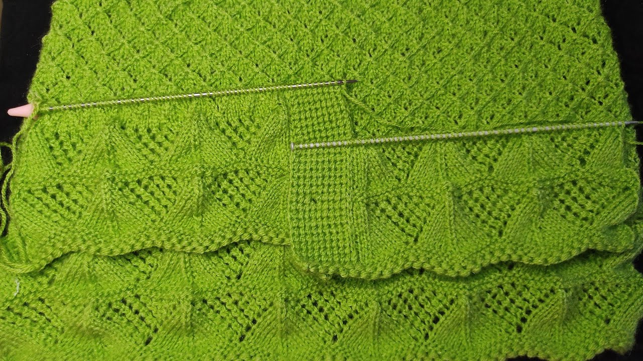 Ladies cardigan with zig-zag border or button patti, button hole(Part-1)