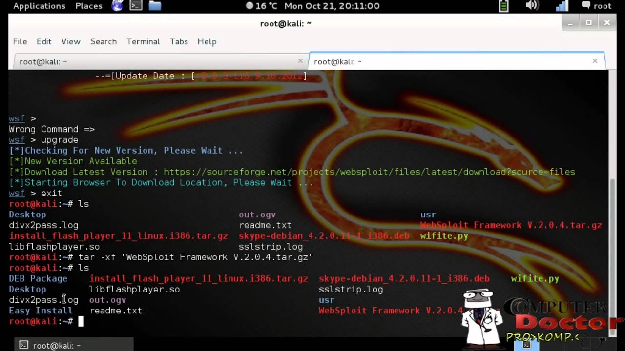 Websploit Exploitation How to upgrade / update WebSploit to 2.0.4 (Kali Linux) - YouTube