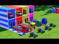 TRANSPORTING BUS, POLICE CARS, DUMP TRUCK, BOX TRUCK, FIRE TRUCK WITH SCANIA TRUCK - FS22 #32