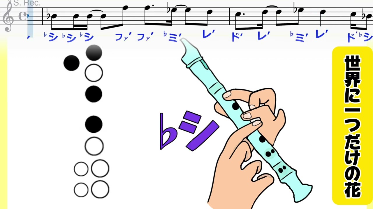 リコーダー【世界に一つだけの花】ドレミ楽譜付き（ゆっくり） - YouTube