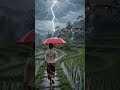 Heavy thunder village Strom house