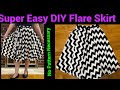 How To Make Circle/Flare Skirt With Comfortable Elastic Waist No Pattern Needed/DIY Easy Flare Skirt