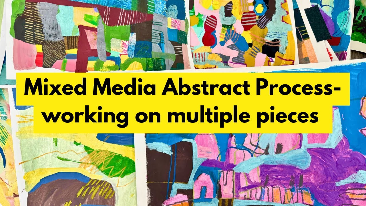 Working on Multiple Abstracts on Paper at Once- Mixed Media Abstract ...