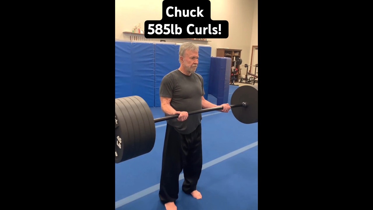 Chuck Norris Curling with 585lbs! 