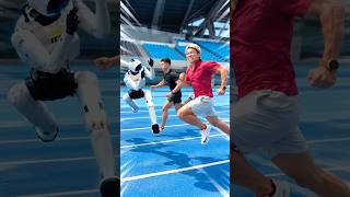 Track athlete faithfully replicates AI robot running!!!