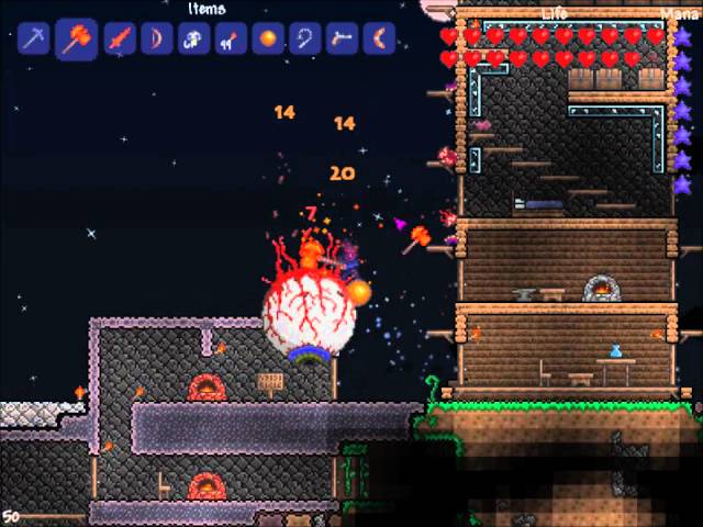 Aviv, Icel Supreme❄️ on X: #Terraria 3. My new boss arena, and a round of  the Eye of C'thulhu - I killed two in a row.  / X