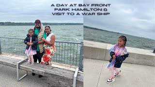 Breakfast at Williams fresh Café Bay Front Park Hamilton, Ontario, Canada and visit to a War Ship