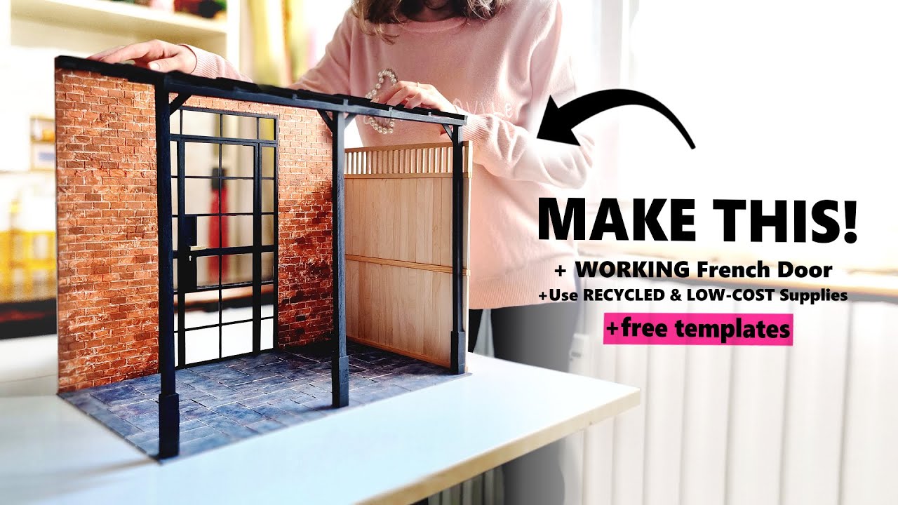 DIY Dollhouse PATIO: Build a Working FRENCH DOOR + Realistic, Easy BRICK & STONE Walls for BARBIE