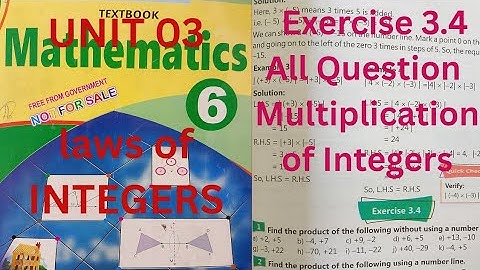 Exercise 3.4 Multiplication of integers unit 3 Math class 6 | Ex 3.4 maths Class 6 integers kp 