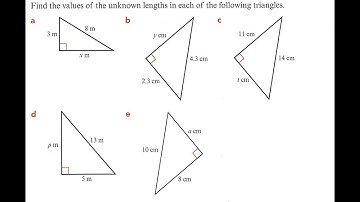 Find the values of the unknown lengths in each of the following triangles Pythagoras’ Exercise11.1