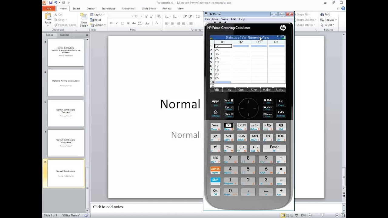 Hp Prime - Normal Distributions - Normal Probability Plot