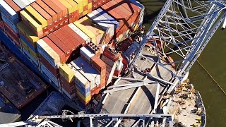 Salvage crews begin to remove containers from ship that crashed in Baltimore bridge | SWNS