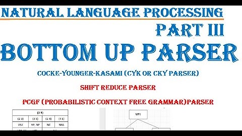 Parser Part 3: Bottom Up, COCKE-YOUNGER-KASAMI (CYK or CKY Parser), NLP, CNF, CFG, Tree, Dynamic