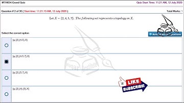 MTH643 (Introduction to Topology) Mid term Quiz Part 1 ll Waqar Institute