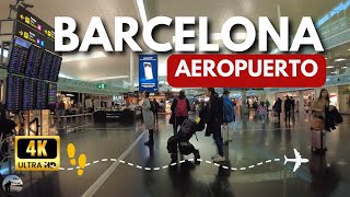 🛩AEROPUERTO DE BARCELONA España - EL PRAT【4K】Walking tour 2024 Uno de los más importantes de Europa