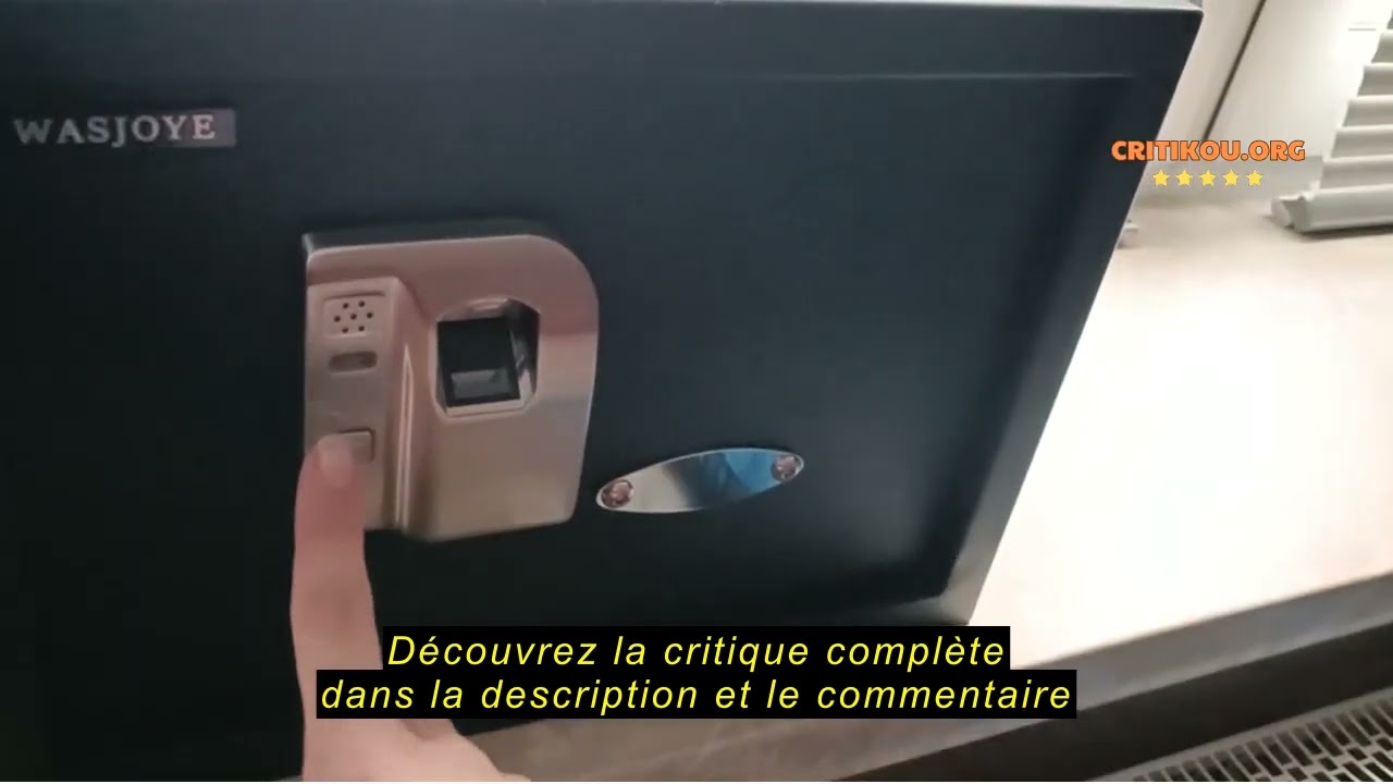 WASJOYE Coffre-Fort Biométrique Empreinte Digitale 43L – Sécurisé Maison Bureau, 32 Empreintes, Clés Urgence, Acier Haut De Gamme