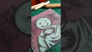 My first woodcut printmaking attempt #shorts