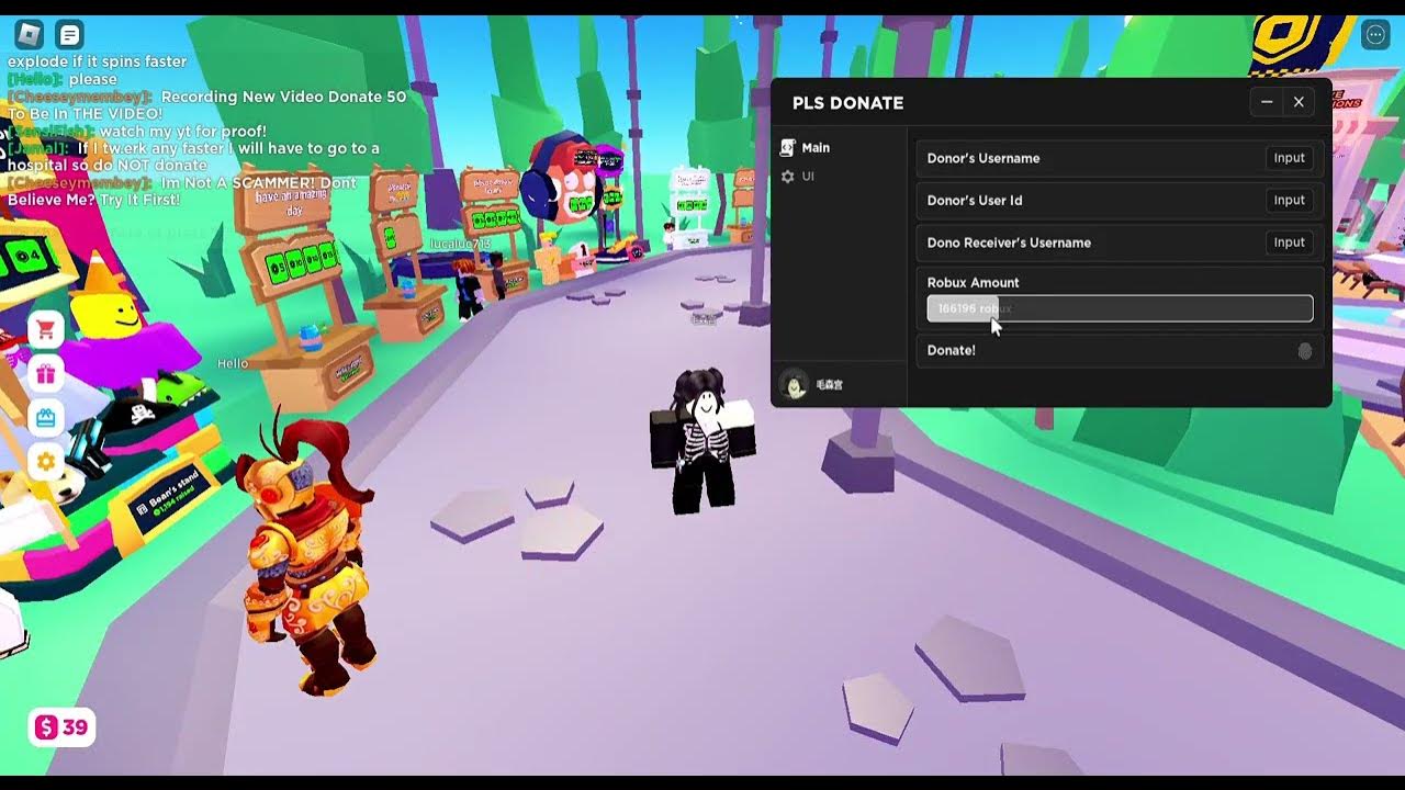 Roblox pls donate script fake donation 1m robux youtube