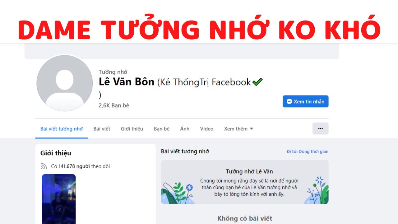 CÁCH R.I.P TƯỞNG NHỚ FACEBOOK MỚI NHẤT #3 - youtube