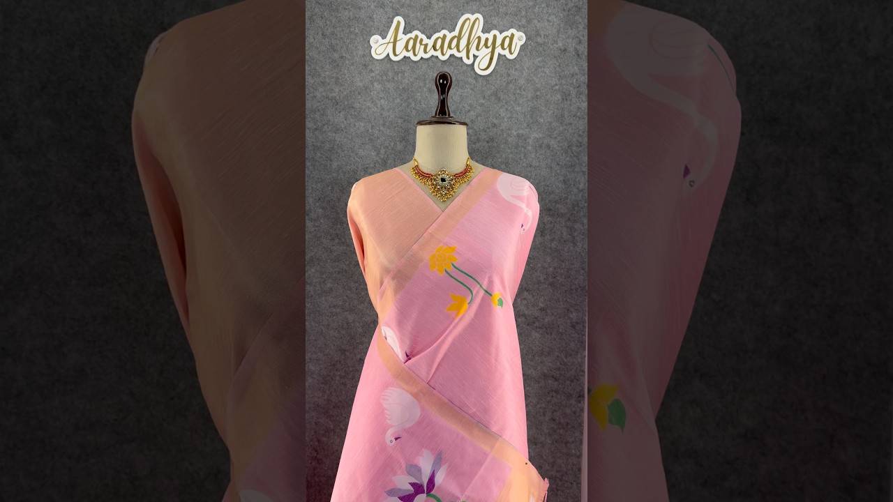 Most Trending Swan Lotus Khadi Raw SIlk Paithani Saree