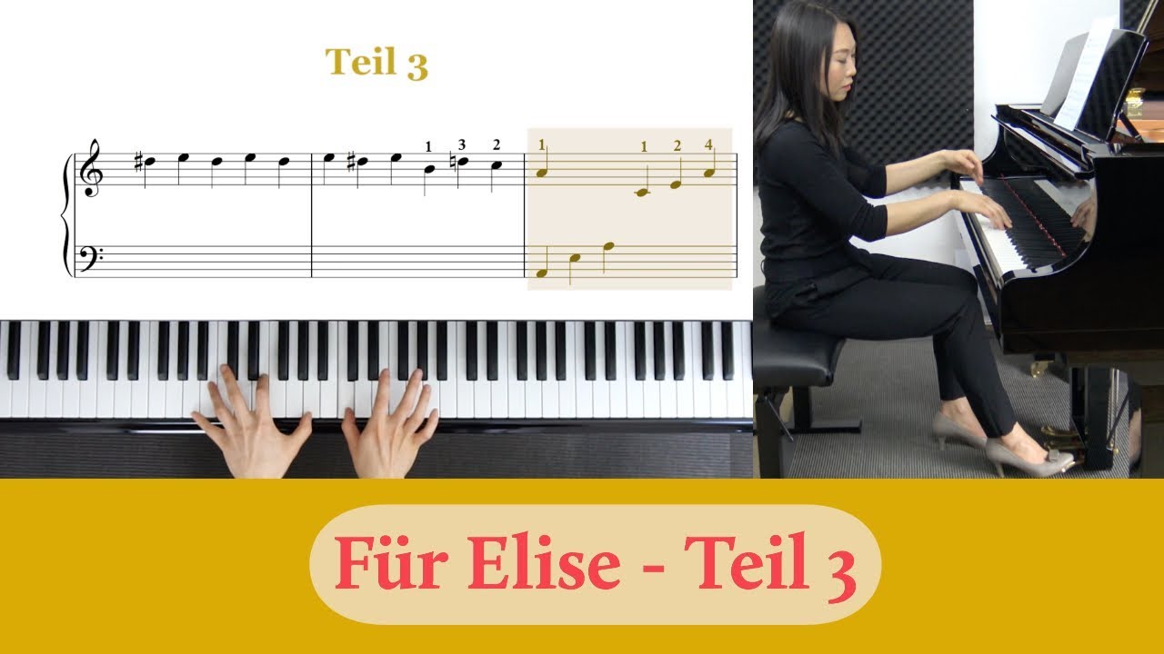 Klavier Tutorial 🌹Für Elise 🌹 auch für Anfänger (Teil 3