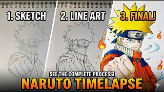 Drawing Naruto Uzumaki from Naruto | Timelapse screenshot 4