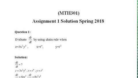 mth301 assignment no1 solution 2018 may