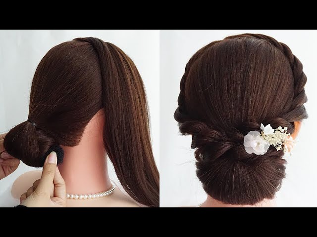 20 Simple Juda Hairstyles for Wedding Sarees and Lehengas | Mother of the  bride hair, Bun hairstyles for long hair, Bridal hair buns