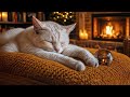 Fall asleep to a purring cat in a cozy room with a crackling fireplace for a deep, healing sleep.😴