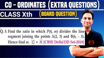 Find the ratio in which P(4,m) divides the line segment joining the points A(2,3) and B(6,-3). Hence