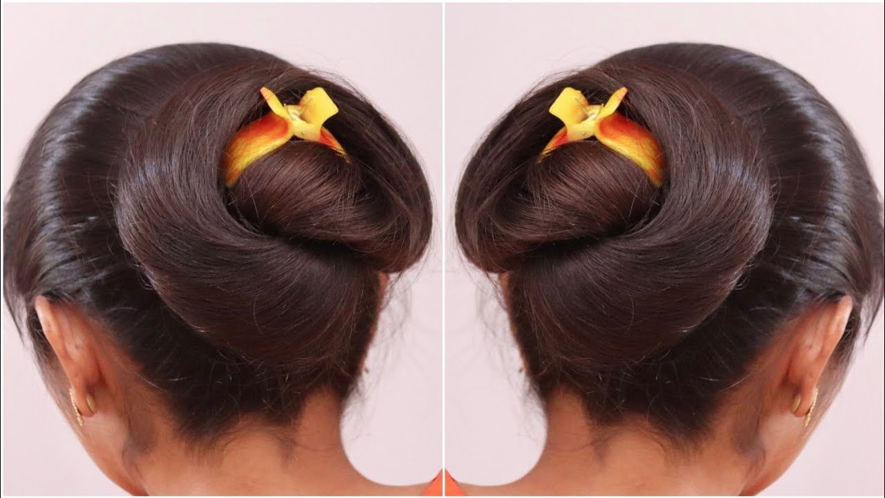 beautiful-juda-hairstyle-with-clutcher-long-hair-hairstyle-simple