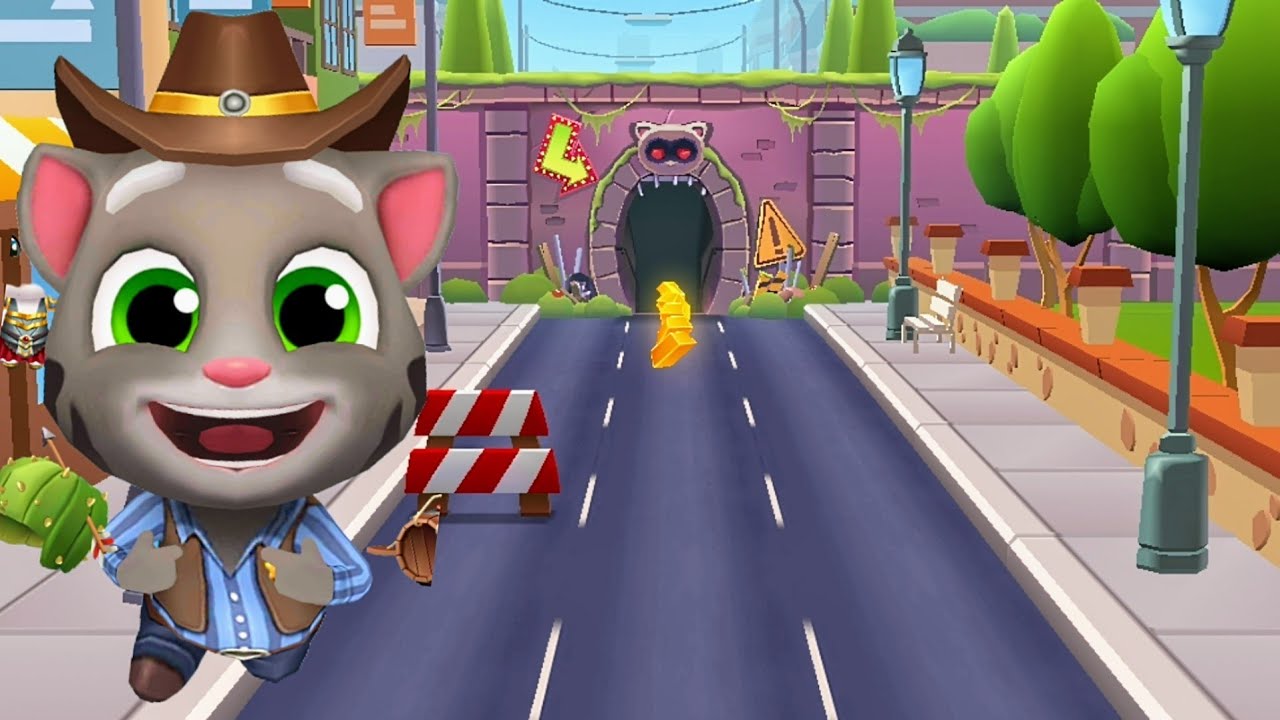 talking tom gold run Boss Fight Talking Cowboy Tom vs Reccoon boss