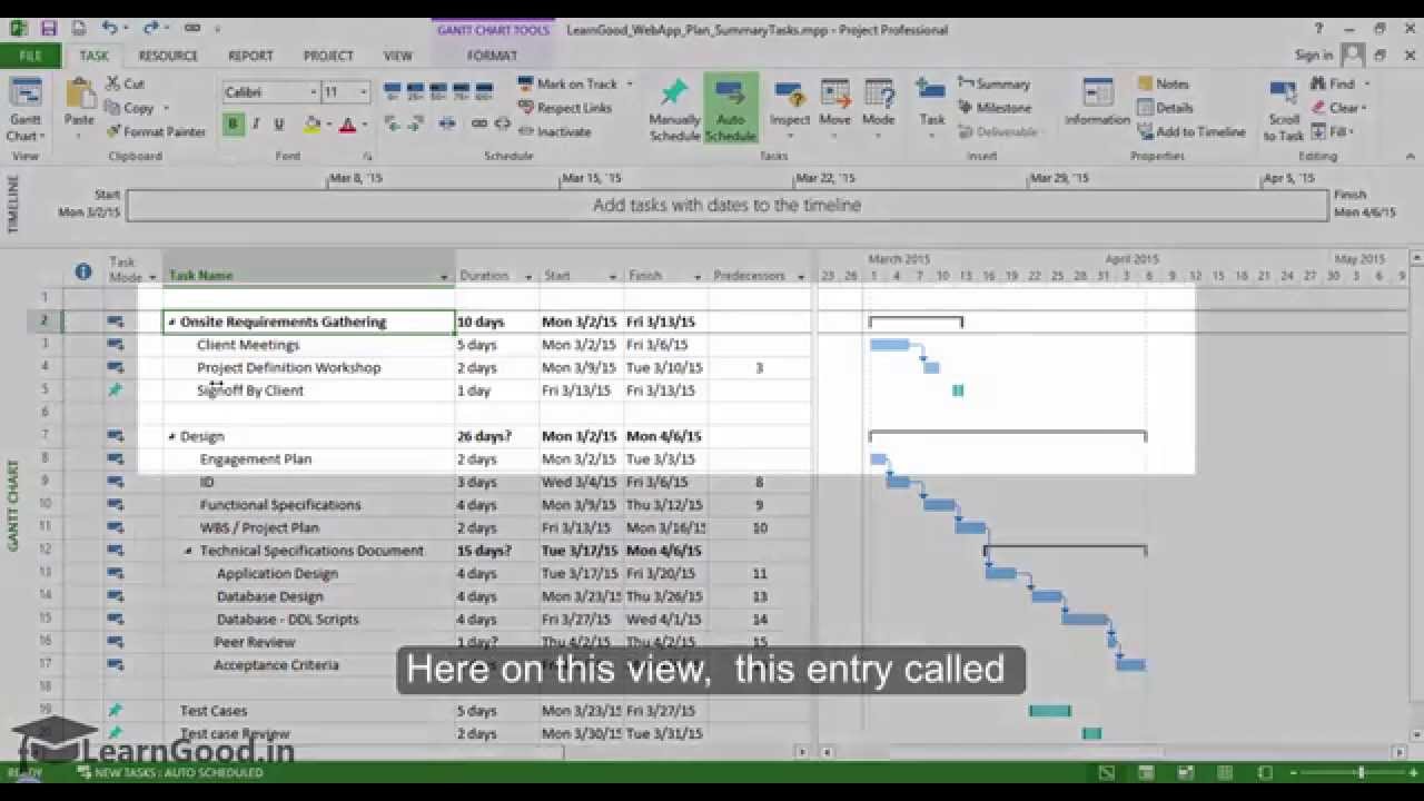 Microsoft Project 2013 Understanding Summary Tasks Part 16 Of 55 Microsoft Project 2013 Understanding Summary Tasks Part 16 Of 55