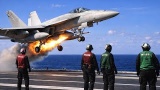 Menegangkan😱 Jet Tempur Lepas Landas di Kapal Induk Terbesar Dunia 