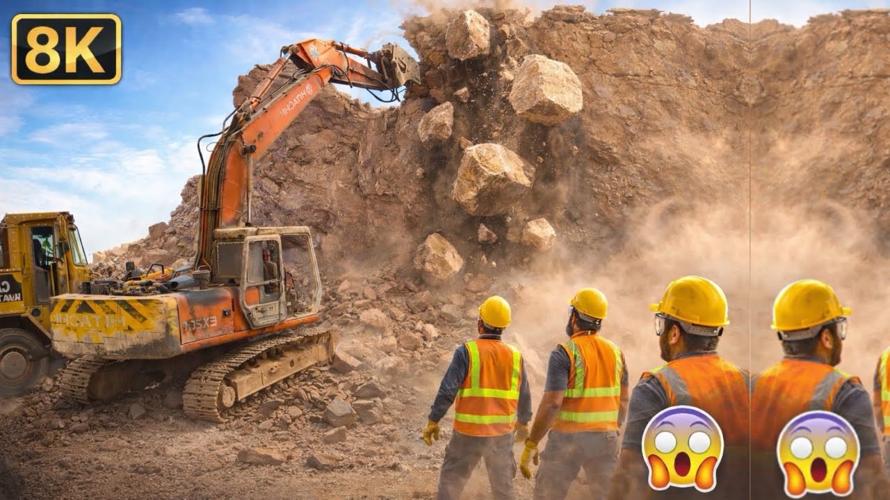 Amazing Excavator Performance | Breaking Huge Rocks with Heavy Machinery Muntains site 