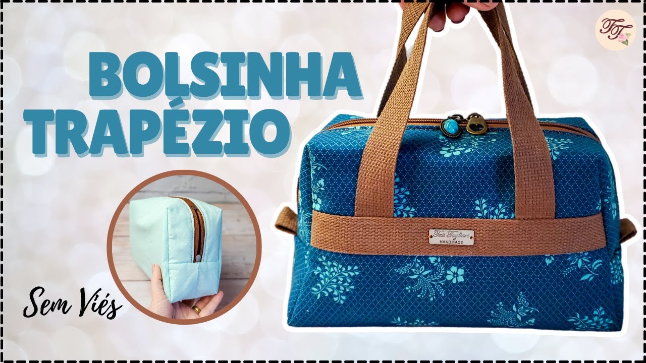 Bolsa Trapézio com Alças e Molde Grátis | Tutorial de Costura passo a passo