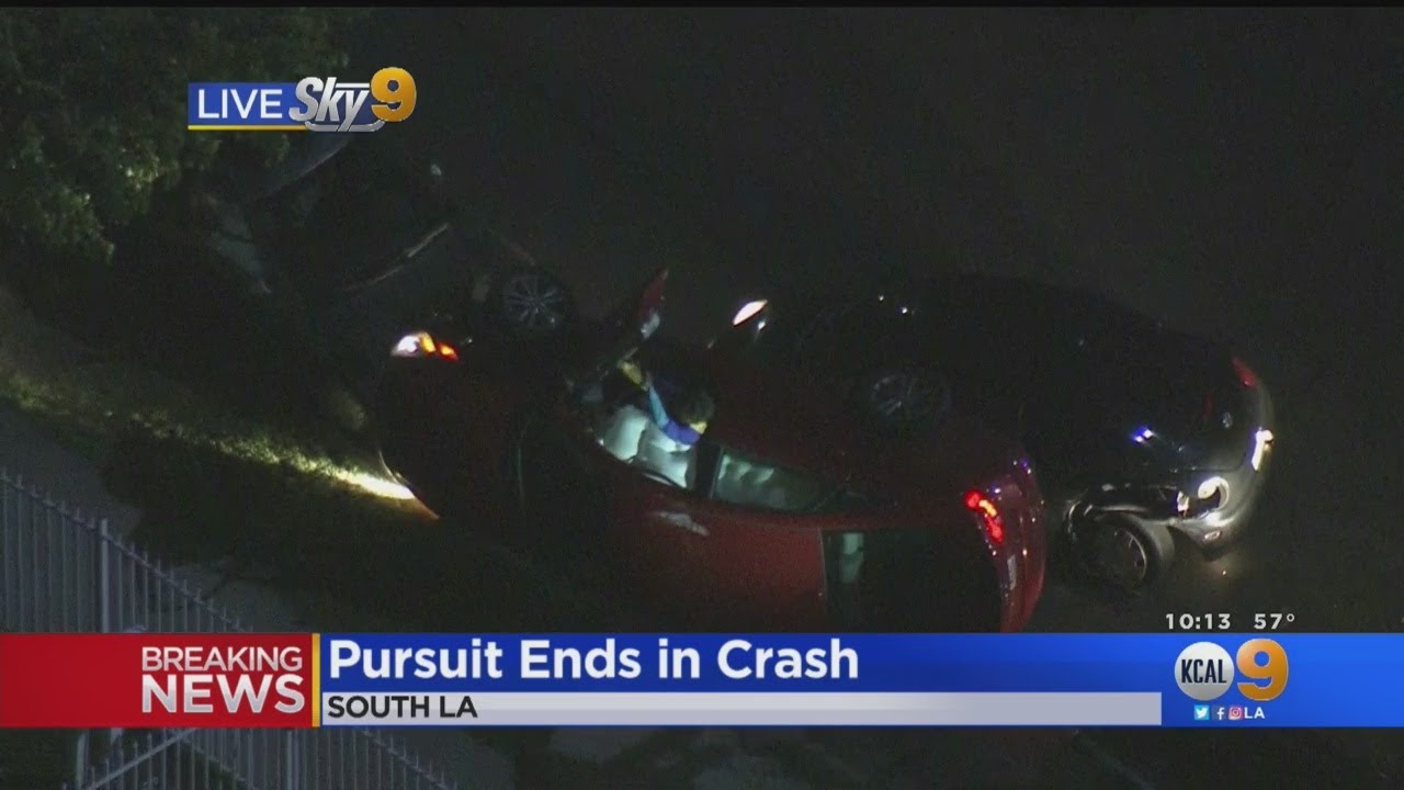 Pursuit Ends In Crash In South LA - YouTube