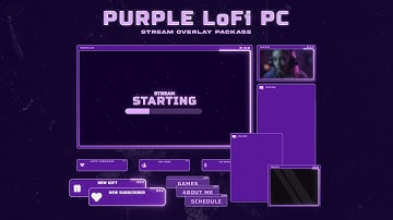 Purple LoFi Computer - Purple Twitch Overlay Package