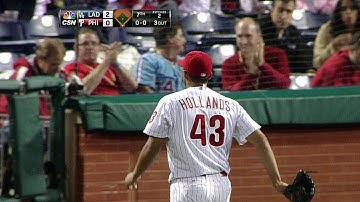 LAD@PHI: Rollins starts a double play in the 7th