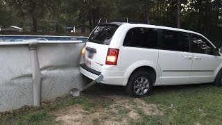 Angry Grandpa Drives Into Swimming Pool